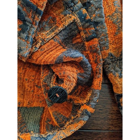 Womens Vintage CMC Tapestry 3 Button Blazer Size Large Fall Autumn Leaf Jacquard - Picture 9 of 11